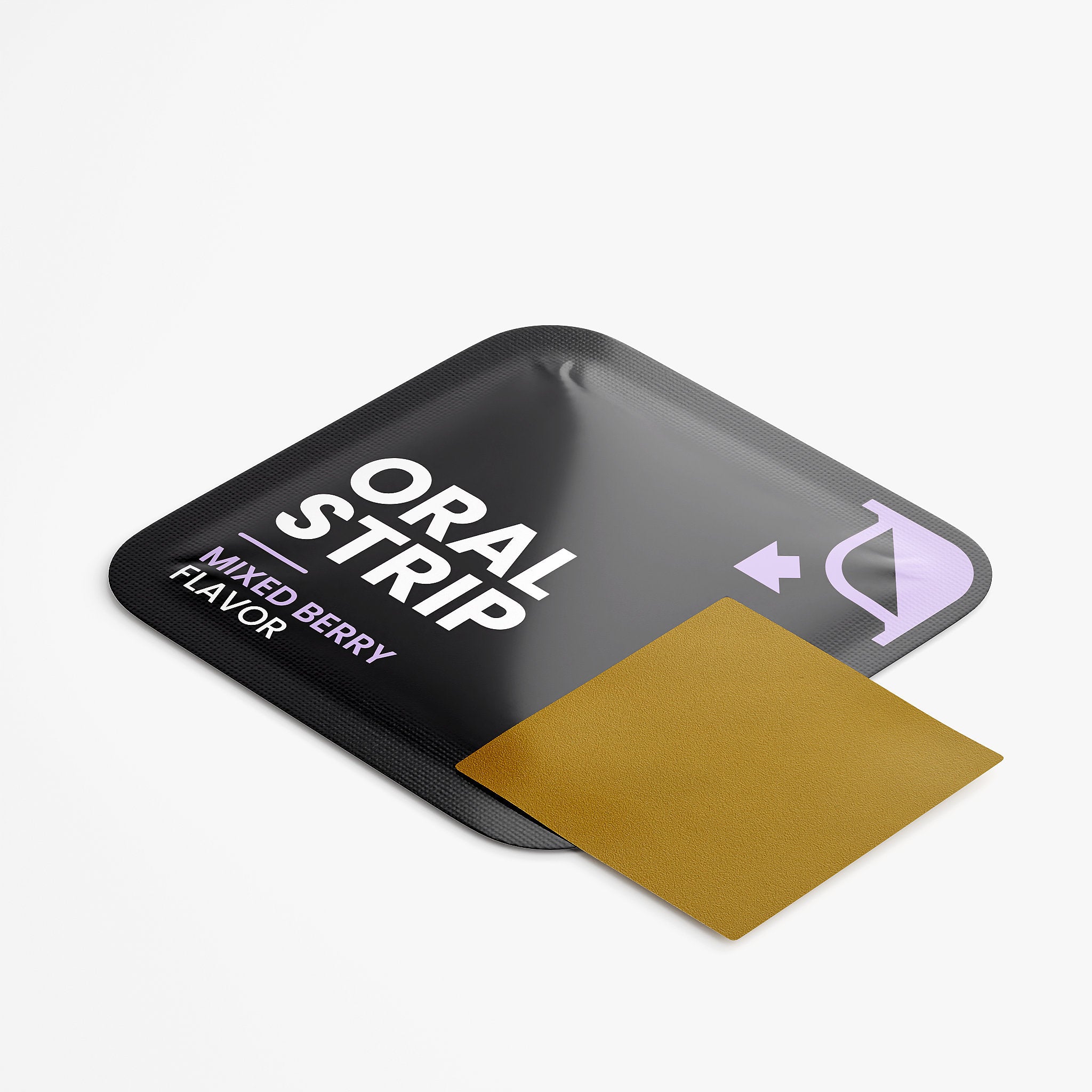 Black packaging with a gold strip labeled 'Oral Strip Mixed Berry Flavor' on a white background, Appetite Balance & Weight Support Strips For Women